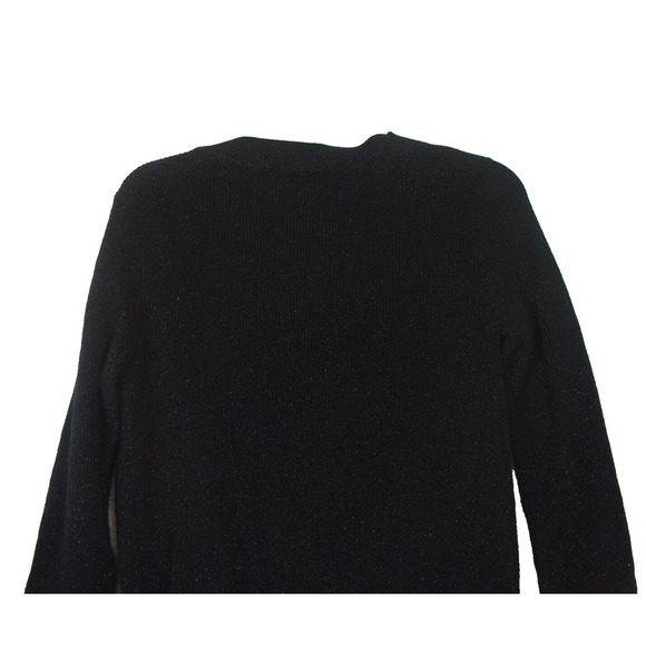 White House Black Market Long Sleeve Sweater Wrap Black Metallic Thread Size M - Picture 7 of 11